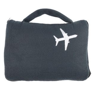 Plaid Polaire De Voyage 120x150cm Polyester Gris Anthracite Avec Les Bords Surpiqués + Housse De Tr