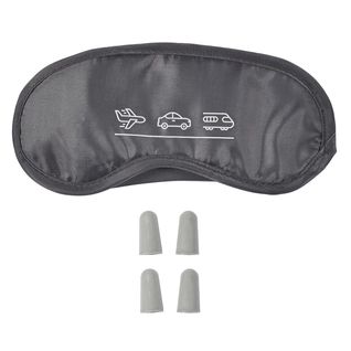 Masque De Voyage En Polyestère Gris + 2 Paires De Bouchons D'oreilles - Silenzio