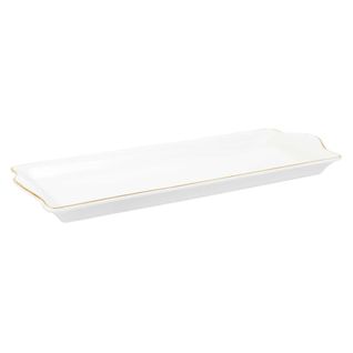Plat De Service Rectangulaire En Porcelaine Liseré Doré 31x15 Cm - Class