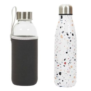 Coffret 2 Bouteilles 50cl Isotherme Terrazzo Et Verre Avec Pochon - Kompil