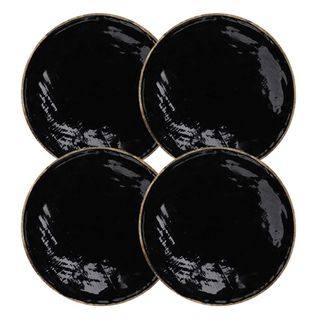 Lot De 4 Sous-assiette Ø35cm En Manguier Naturel Et Noir - Azura