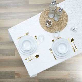 Nappe Blanche Motifs Etoiles Dorés 140x250cm - Solina