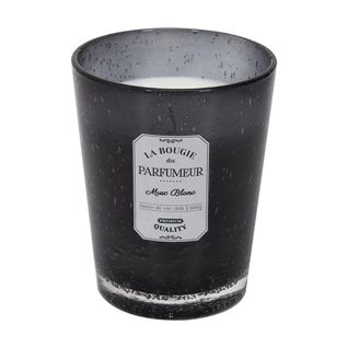 Bougie Parfumée En Verre Bullé Gris Foncé Senteur Musc Blanc H16cm - Rainy