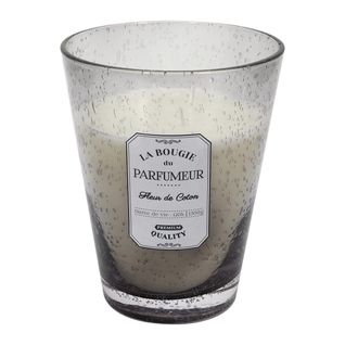 Bougie Parfumée En Verre Bullé Gris Clair Senteur Fleur De Coton H23cm - Rainy