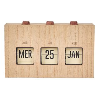 Calendrier Perpétuel Flip Flap Vintage Effet Bois Brut - Retrok