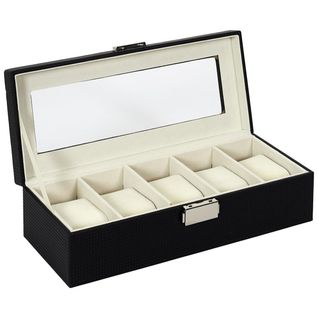 Coffret Pour Montres 5 Emplacements Revêtement Structuré Chic Noir - Arold