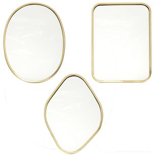 Lot De 3 Miroirs Cadre Métal Doré Formes Diverses - Poppy