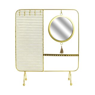 Porte-bijoux En Métal Doré Avec Miroir Intégré - Loria