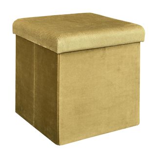 Pouf Coffre Pliable En Velours Côtelé Jaune Moutarde - Neira