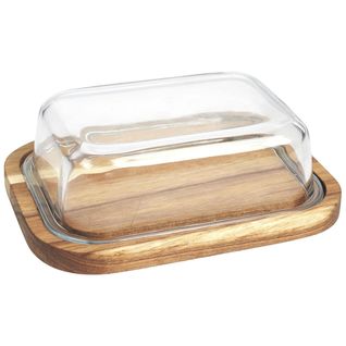 Beurrier En Verre Et Acacia Massif 19x14cm - Tissa