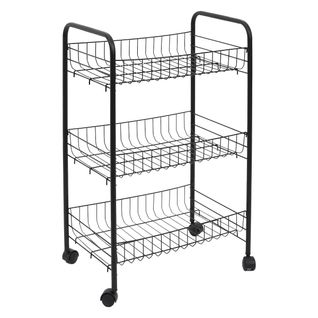 Desserte à Roulettes Industrielle En Métal Noir 3 Niveaux - Glenn