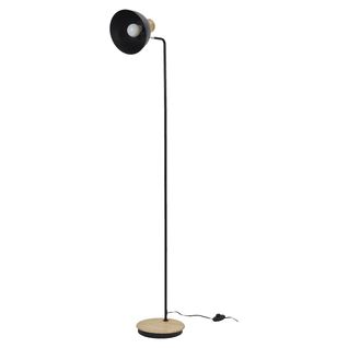 Lampadaire Style Industriel Métal Noir Et Bois H145cm - Denae