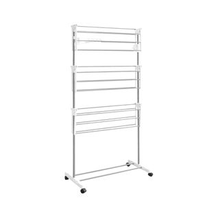 Etendoir Pliable à Roulettes 3 Niveaux Coloris Gris Et Blanc - Keran