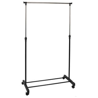 Portant Simple Sur Roulettes Hauteur Réglable Noir Et Chrome - Neho