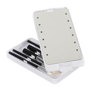 Boîte à Maquillage Miroir Lumineux LED Pivotant + 5 Pinceaux - Anesty