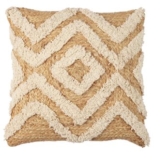 Coussin Tufté En Jute Et Coton Beige 40x40cm Déhoussable - Tikka