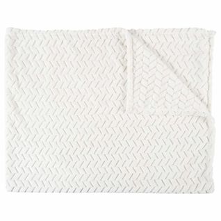 Plaid Ultra Doux 120x150cm Motif Chevrons Blanc - Howy