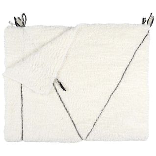 Plaid Sherpa 130x160cm Blanc Motif Géométrique Tressé Noir - Farya