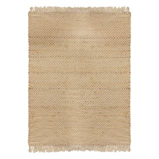 Tapis Rectangulaire 120x170cm En Toile De Jute Tressée Naturelle Avec Franges - Keroa