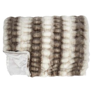 Plaid Ultra Doux 140x200cm Imitation Fourrure Texturée Marron Et Crème - Iconic