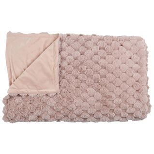 Plaid Ultra Doux 120x150cm Imitation Fourrure Nid D'abeille Rose - Fluffy