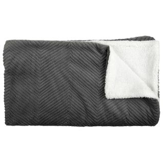 Plaid Ultra Doux 140x200cm Imitation Fourrure Texturée Grise Et Sherpa - Katsu