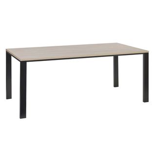 Table Repas 200cm Plateau Aspect Bois Finition Urban Oak Pieds Métal Noir - Bridge