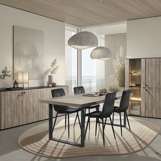 Ensemble Séjour Complet Aspect Lames De Bois Finition Beach Et Noir - Thomas