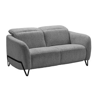 Canapé Fixe 2 Places Tissu Polyester Gris Avec Têtières Inclinables Manuelles - Amsten