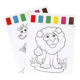 Lot De 10 Feuilles De Peinture à L'eau A4 Avec 2 Pinceaux -