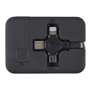 Boitier Câbles Rétractables 3 En 1 Avec Support Smartphone Intégré -