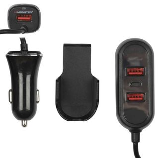 Chargeur Voiture Banquette Arrière 4 En 1 Câble 1m50 + 1 Pince -