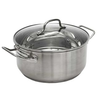 Faitout En Inox Avec Couvercle En Verre 28cm Inox, Tous Feux, Lave-vaisselle, Cuisson Homogène -
