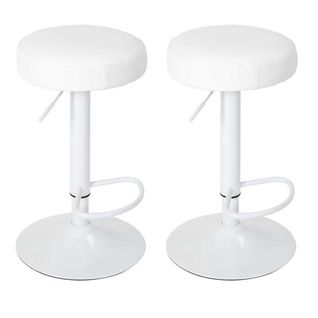 Lot De 2 Tabourets Réglables Simili Blanc - Smido