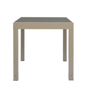 Table De Jardin Extensible 80x80/160 En Aluminium Beige Et Plateau En Verre Trempé - Arius