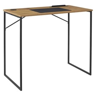 Bureau Structure Métallique Noir Et Plateau Mdf Aspect Bois - Klint