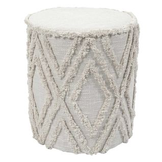Pouf Tissu Relief Ton Sur Ton Style Bohème Beige - Ramia