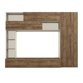 Meuble TV Mural Avec Rangements Et Étagères Beige Et Aspect Bois - Palacio