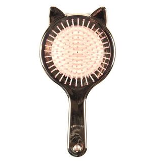 Brosse à Cheveux "oeilles De Chat" En Plastique Rose Métallisé -