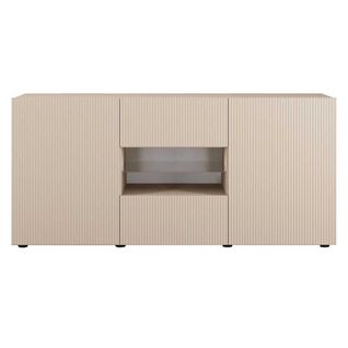 Buffet 2 Portes 2 Tiroirs Beige Façades Relief à Stries Verticales - Janeiro Beige