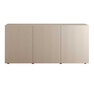 Buffet 3 Portes Beige Façades Relief à Stries Verticales - Janeiro Beige