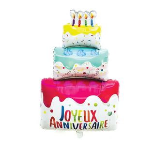 Ballon En Aluminium En Forme De Gâteau D'anniversaire H75 Cm -