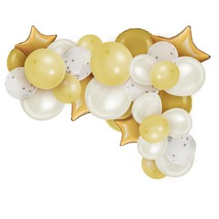 Arche De 30 Ballons Décoratifs Nuances De Doré à Fixer Au Mur -