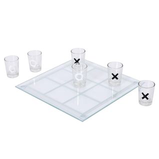 Jeu à Boire Tic Tac Toe En Verre Avec 9 Verres Shots (4 Croix Et 5 Ronds) -