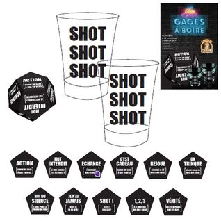 Jeu à Boire Dé Des Gages Infernal En Mousse Avec Ses 2 Verres à Shot -