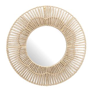 Miroir Mural Rond Fleur Imitation Rotin (ø50 Cm) -