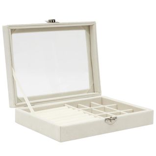 Boîte à Bijoux Crème Intérieur Feutrine Et Couvercle Transparent -