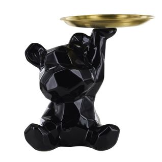 Vide-poche Ourson En Origami Noir Et Or Plateau En L'air -