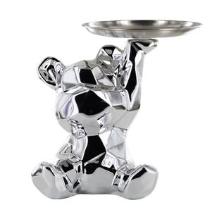 Vide-poche Ourson En Origami Argenté Plateau En L'air -