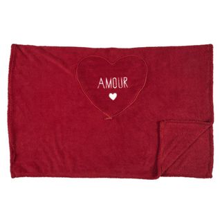 Plaid Coussin 2-en-1 "amour" En Sherpa Coloris Rouge -